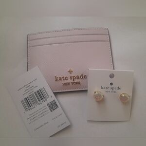 New Kate Spade Madison Card Holder In Pale Amethis With Kate Spade Earrings.NWT